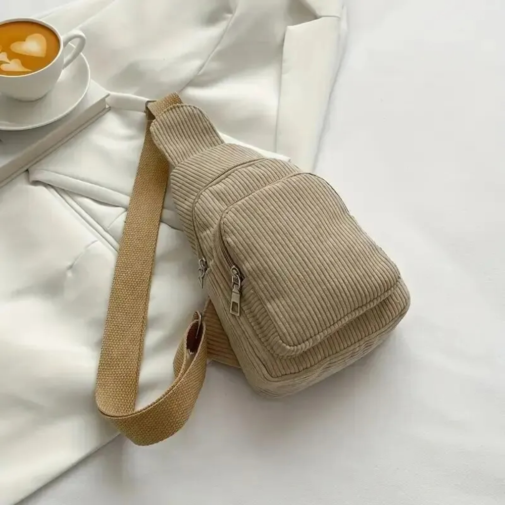 Sling Backpack Shoulder - Tas selempang korduroi antik wanita, dompet