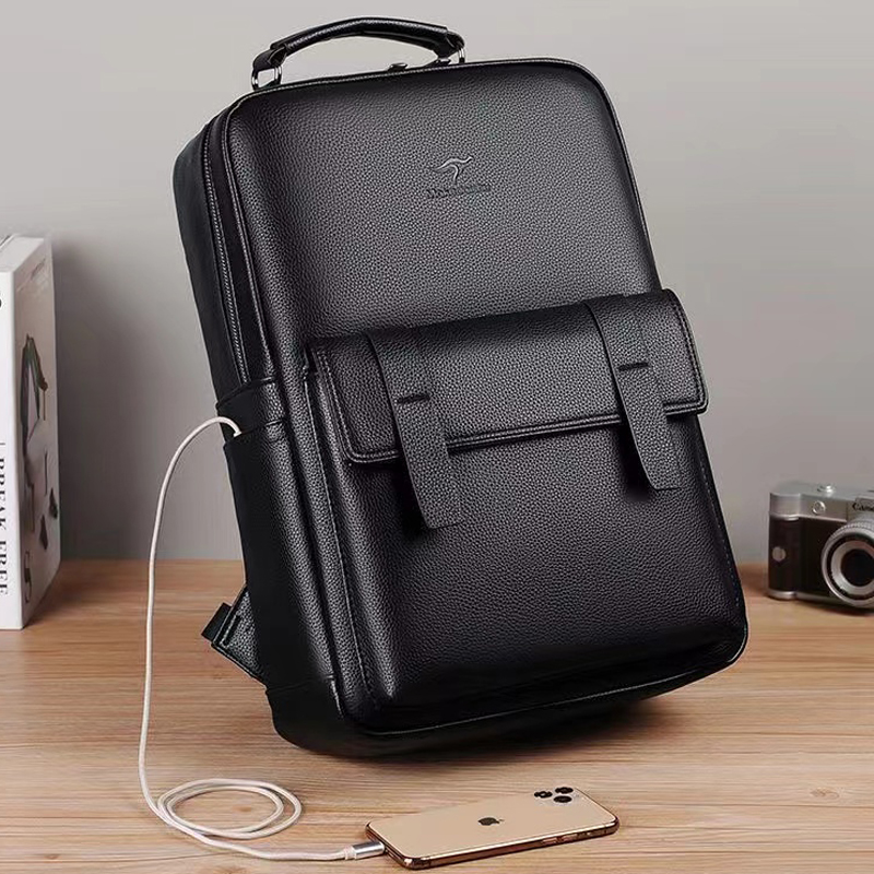 Laptop Backpack 15.6 - Ransel kulit mewah pria dengan antarmuka